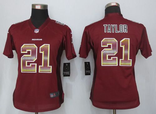 Nike Redskins #21 Sean Taylor Burgundy Red Team Color Women's Stitched NFL Elite Strobe Jersey - Click Image to Close